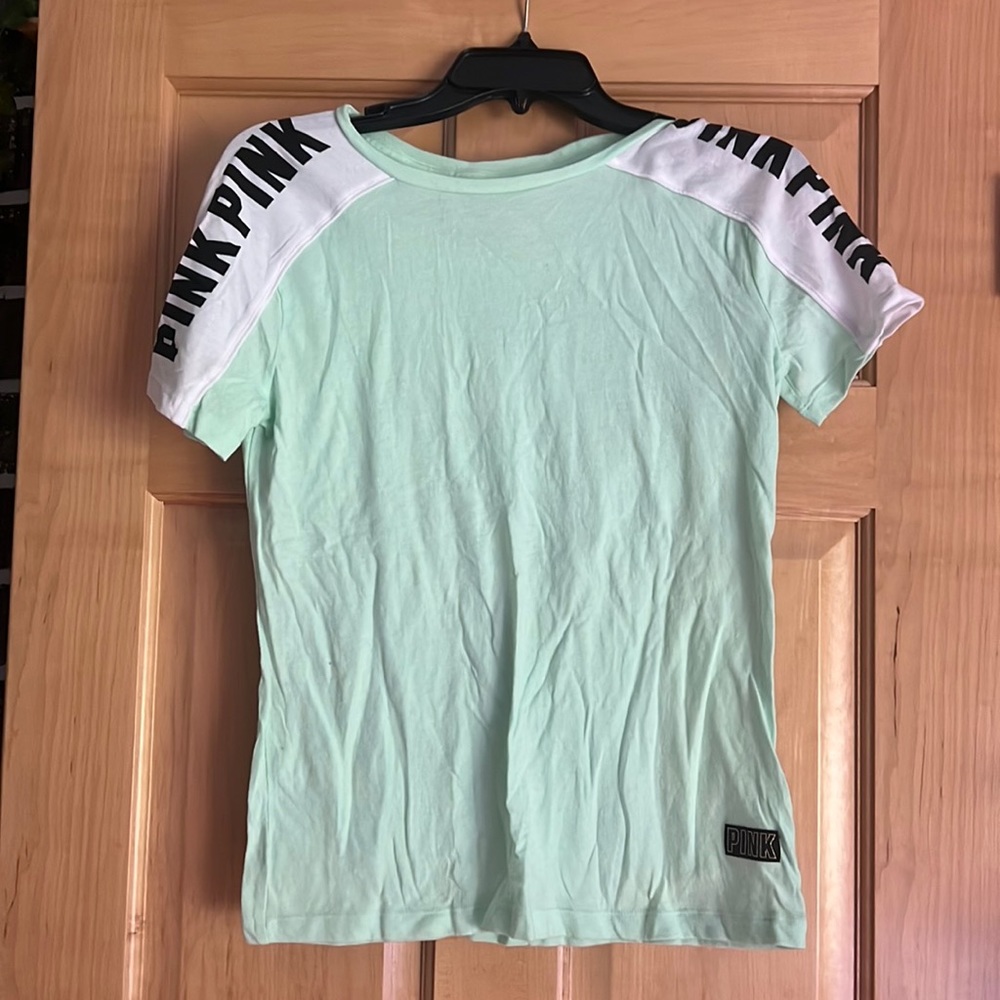 Light green and white pink shirt